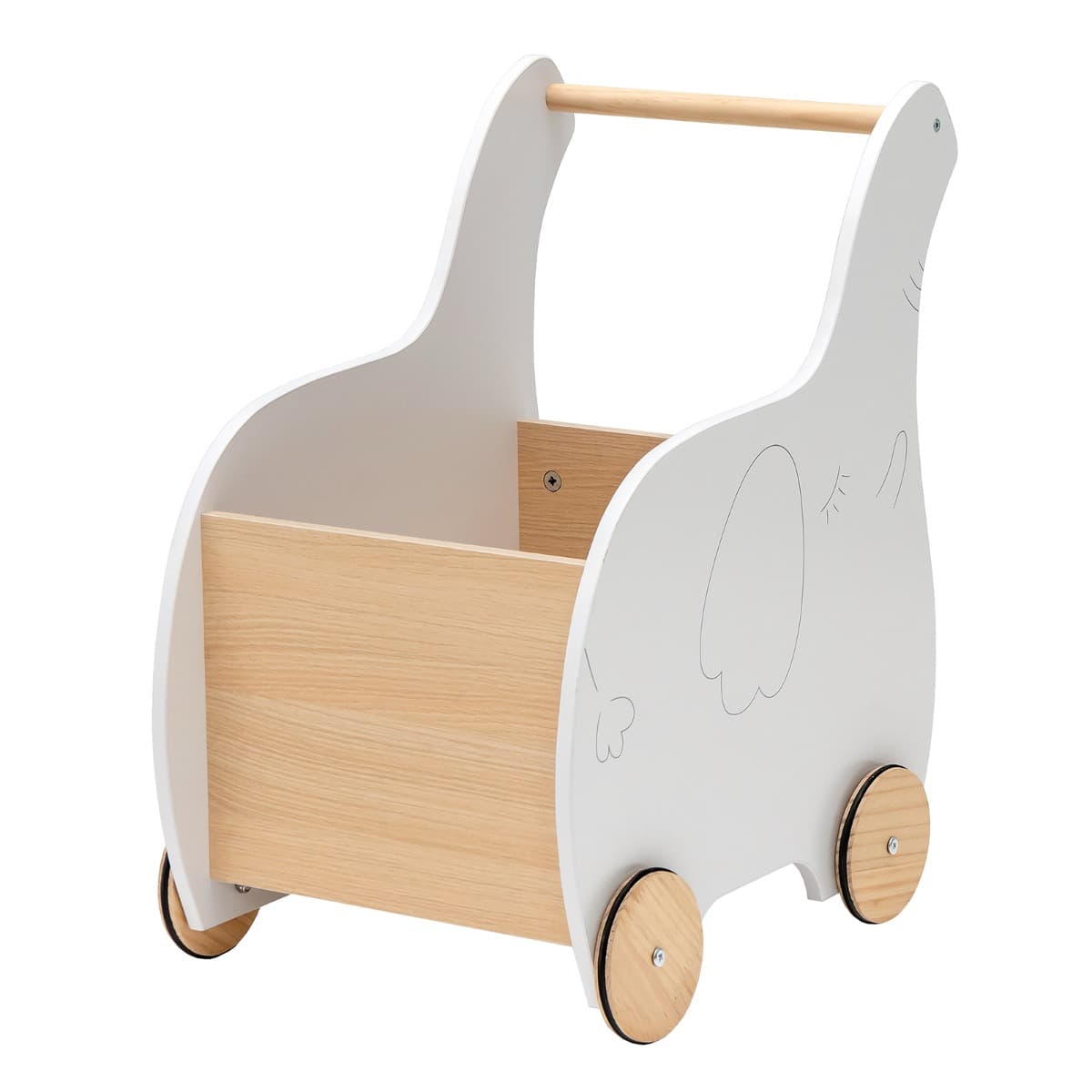 CostwayTrotteur d'Apprentissage 2en1 pour Bébé Poussette Jouet en Bois pour Enfants 4 Roues en Caoutchouc Chariot à Pousser pour plus de 1 an Blanc