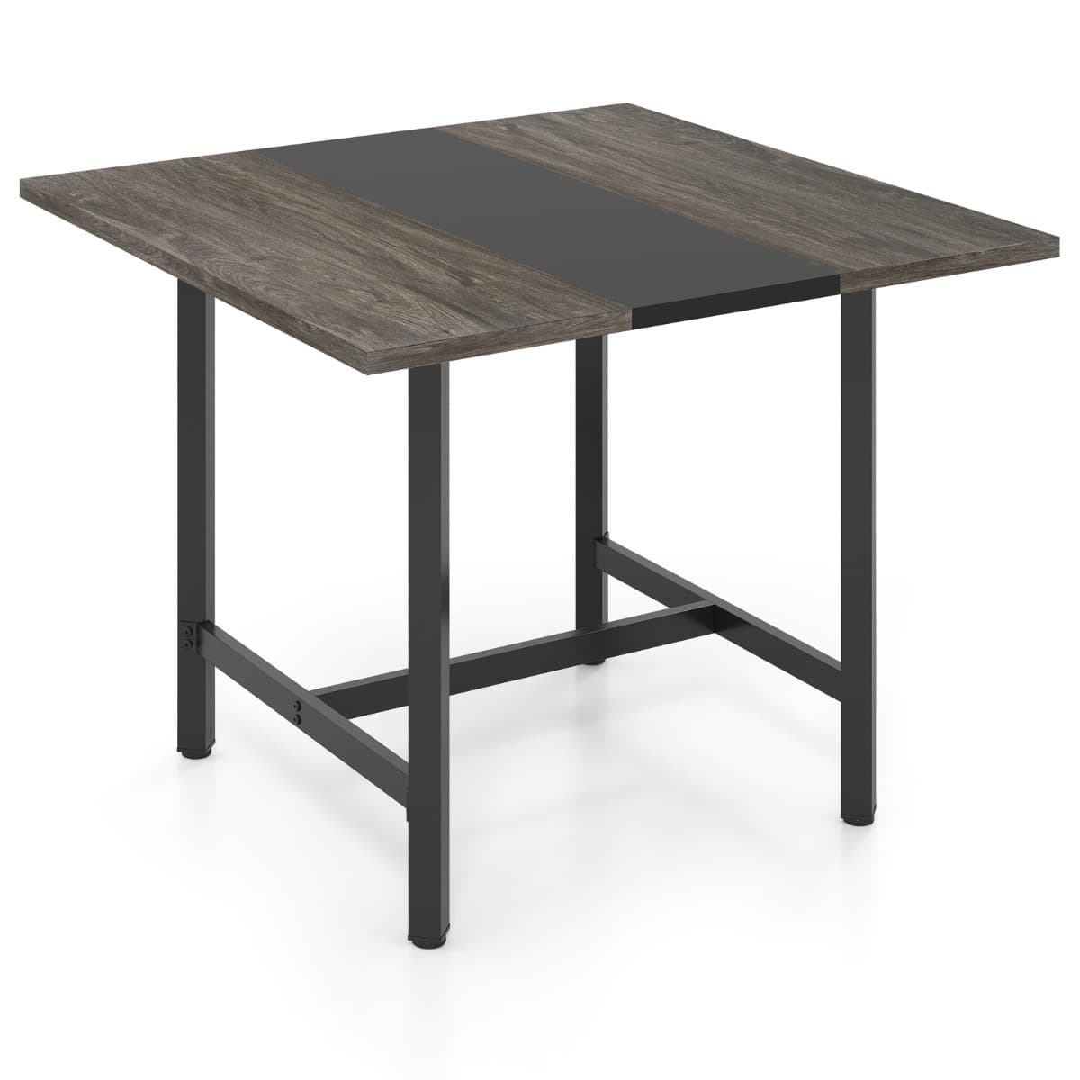 Table de Conférence Carrée Table de Réunion pour 4 Personnes avec Plateau Épaissi et Structure Métal