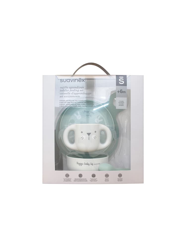 Suavinex Vaisselle d'Apprentissage 6 M+ - Modèle : Vert pastel et beige